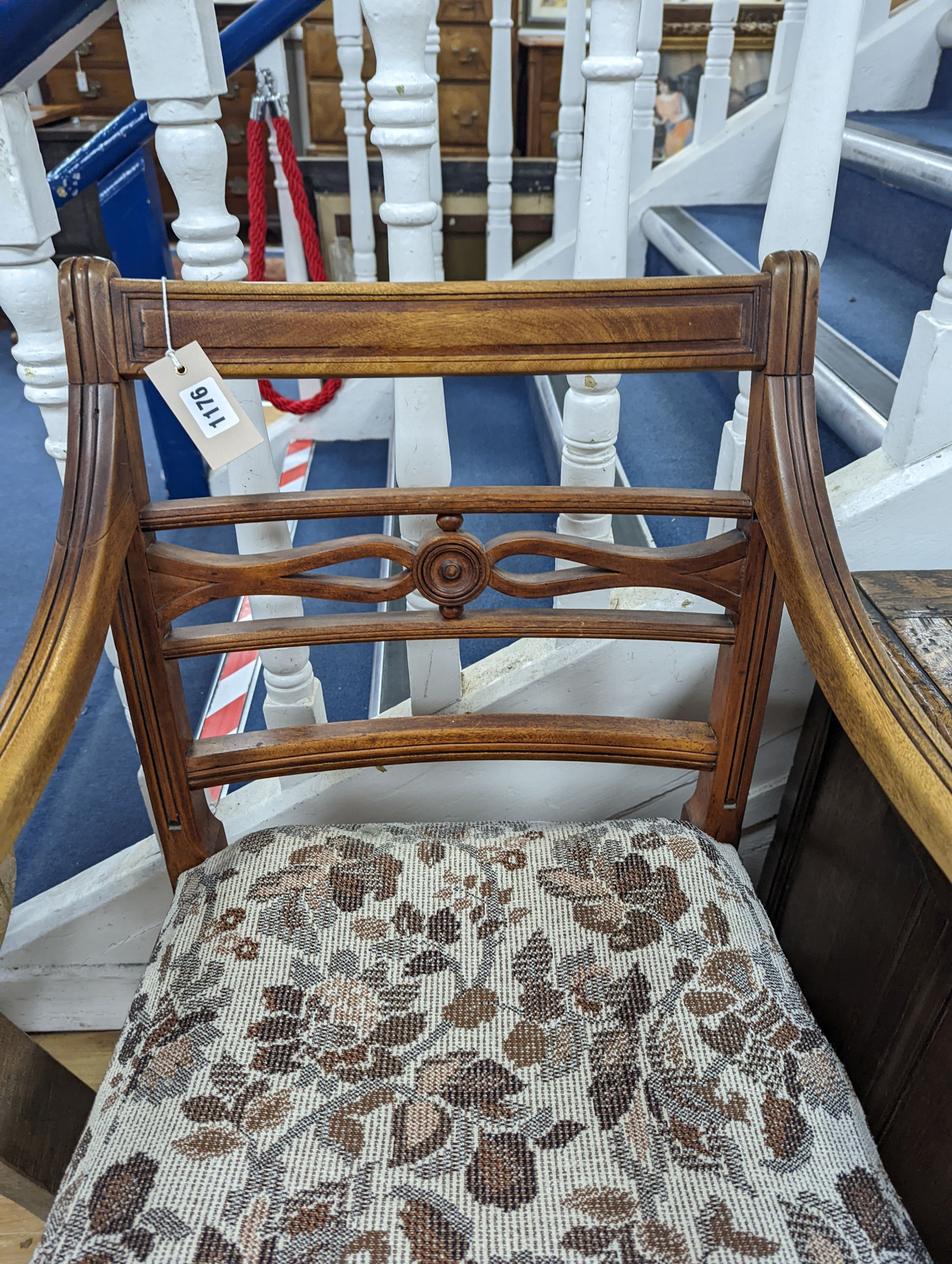 A Regency mahogany elbow chair